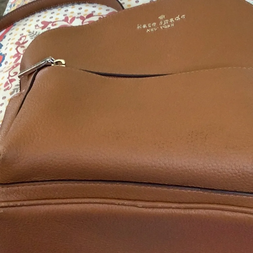 Kate Spade Leila Pebbled Leather Medium Dome Backpack Warm Gingerbread K8155